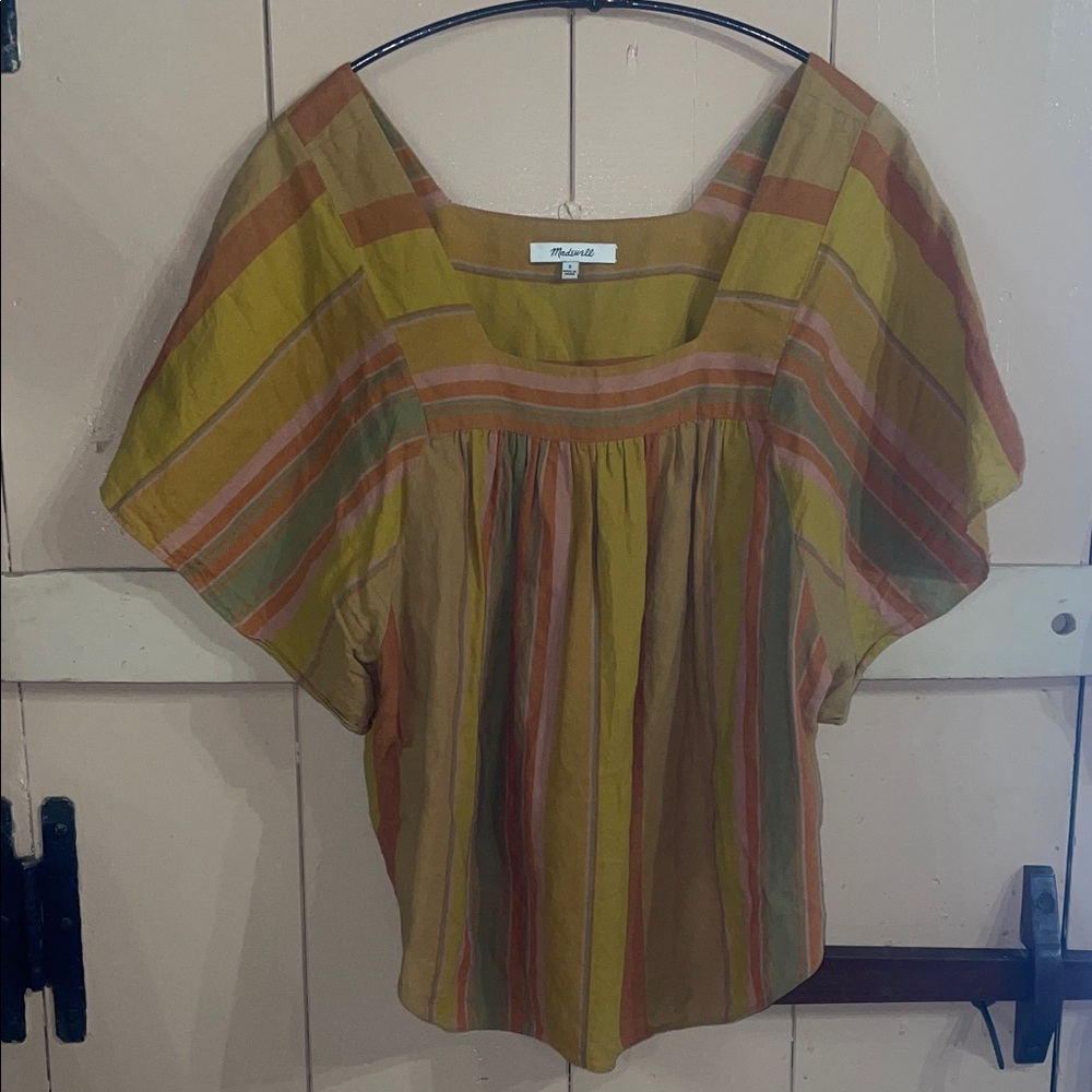 Madewell butterfly Multicolor Striped Blouse, size small - Picture 3 of 4